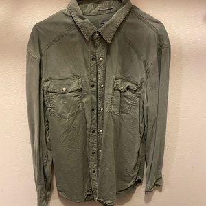 Lucky Brand Olive Green Casual Dress Shirt Size Large